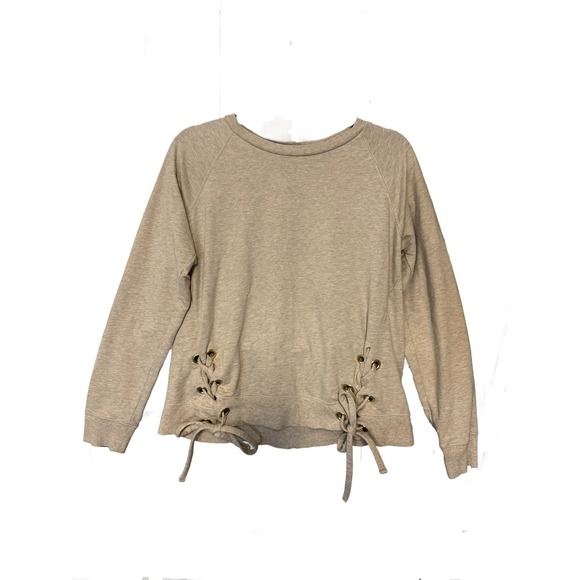 Michael Kors Womens Oatmeal Heather Lace Up Side Grommet Sweatshirt Small Beige - Picture 4 of 16